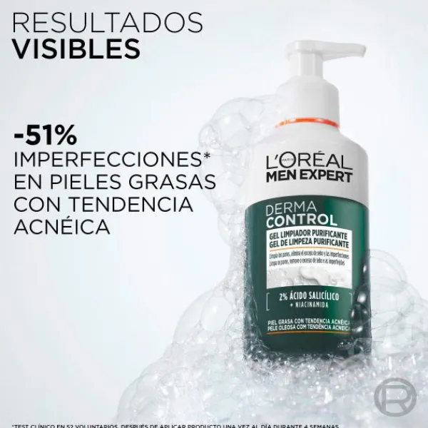 L'OREAL MEN EXPERT Hidratantes Faciales<Derma Control Gel Limpiador