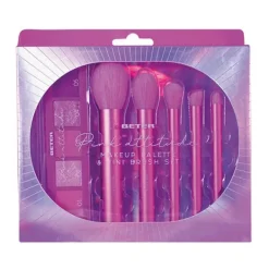 Hot Pink Attitude Makeup Palette & Mini Brush Set Brochas Y Pinceles