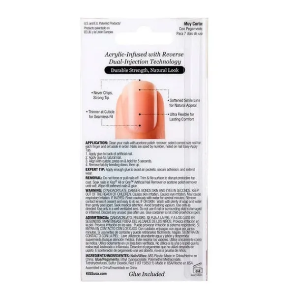 KISS Uñas Postizas|Hidratantes Faciales<Salon Acrylic French Nude