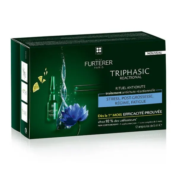 RENÉ FURTERER Hidratantes Faciales|Tratamiento Anticaída<Triphasic Reactional Ampollas Anti-Caída